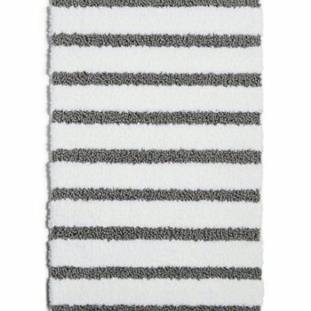 Charter Club Elite Stripe Skid Resistant Bath Rug Gray White